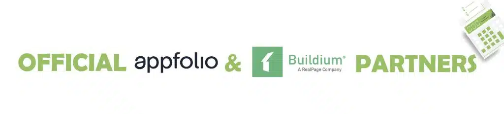 Official AppFolio and Buildium partners logo, highlighting OJO Bookkeeping's expertise in property management bookkeeping services.